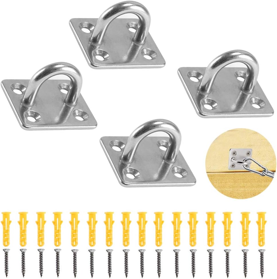 MIZOMOR 4pcs Placa de Ojo de Acero Inoxidable 6mm Almohadilla Oblonga