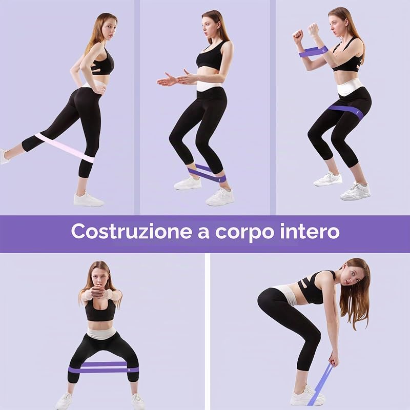Elastici Fitness (Set di 5), Elastico Palestra in Lattice Naturale