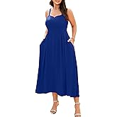 RWJ Women's Plus Size Dresses with Pockets V-Neck Sleeveless Maxi Dress for Wedding Guest Dress Formal Cocktail Royal Blue 3X-Large