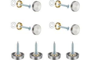 YELARXI Mirror Screws 304 Stainless Steel Decorative Caps Cover Nails Fasteners, 19mm Brushed Finish Fit for Mirror Sign Advertising Hardware (8Pcs, Silver)