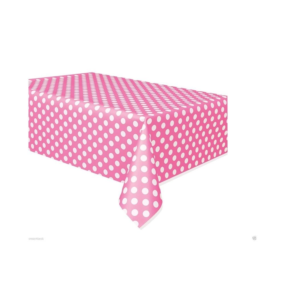 Hot Pink Polka Dots Rectangular Plastic Table Cover (137cm x 274cm) 1 Piece - Ideal for Parties and Events