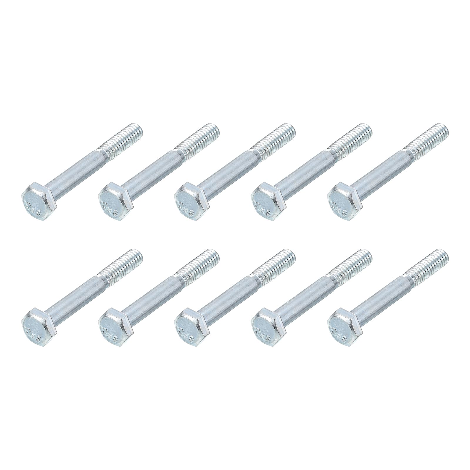 METALLIXITY Hex Bolts (1/4-28x2") 10Pcs, Grade 2 Carbon Steel Zinc Plated Partial Threaded, UNF Fine Thread Hex Head Screw Bolt - for Furniture Repair, Silver