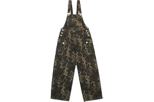 COOLMONAR Women's Y2K Leopard Print Jeans Overall Chic Streetwear Baggy Wide Leg Jumpsuit Retro Hip Hop Loose Trouser
