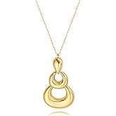 PEARLADA 18k Gold Plated Chain Long Necklace, Boho Sweater Necklace for Women, Geometric Pendant Y Necklace