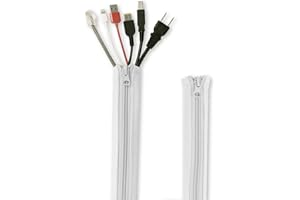 STANGH Cable Management Sleeve with Zip-up - 39 Inch Durable Adjustable Cord Sleeve Wire Cover Concealer Wrap Protect Cables from Pets Chewing for Computer/TV, Greyish White, 2 Pcs