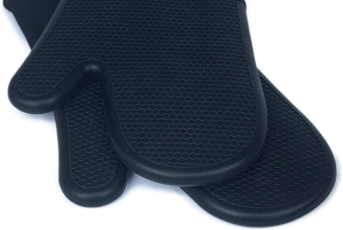 Honla Silicone Oven Mitts,Heat Resistant to 500 F,1 Pair of Non 1 (1 Pair_black) 5268283438360