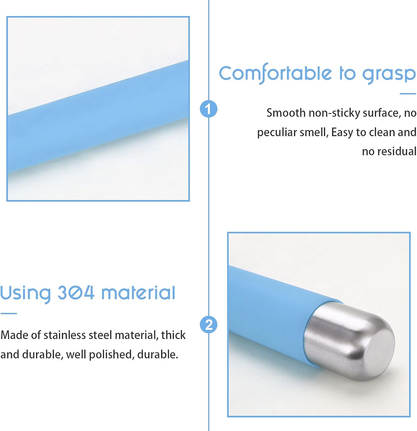 Remeel Silicone Rolling Pin Non Stick Surface for Baking Pie Crust, Cookie, Pastry, Fondant, Internal Steel Dough Roller 13.8 X 1.5 Inches: Kitchen & Dining