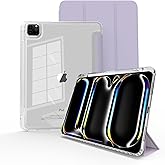 Mygroo for iPad Pro 11 inch case M4 2024,Case for iPad Pro 11 with Pencil Holder（Model No.A2837,A3006）, Slim Smart Cover with Clear Back Shell for 2024 iPad Pro11 Inch M4,Transparent-Lilac Purple