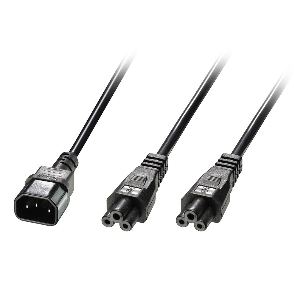 LINDY 2.5 m IEC C14 to 2 x IEC C5 "Y" Splitter Extension Cable Lead - Black
