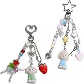 AMLHNA 2 PCS Cute Keychain Heart Star Strawberry Keychain Fuzzy Dog Key Chain Charms for Women Bag Purse Backpack Gifts (Dog)