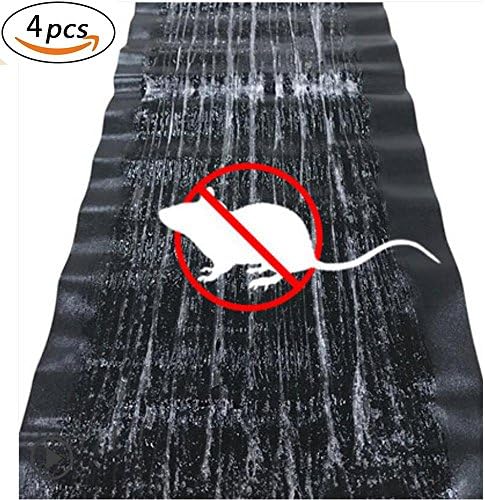 Sam4shine 4 pieces Extra Large PU Leather Mouse Glue Mats(46" 11"), Strong Adhesive Rats Glue Traps Mats, Peanut Butter Scented for Pest, Insect, Mice, Rats, Rodents, Cockroaches, Snakes, Spiders (4)