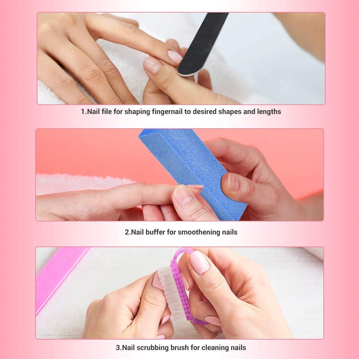 AIRSEE 14 Professional Nail Files and Buffers - Manicure Tools Kit Rectangular Nail Art Care Buffer Block Emery Boards Shine Kit for Natural, Gel, Acrylic Nails Nail Filer for Salon and Home Use : Beauty