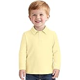 ZUEMET Toddler Boys Long Sleeve Polo Shirts School Uniform Dress Shirt Size18M-5T