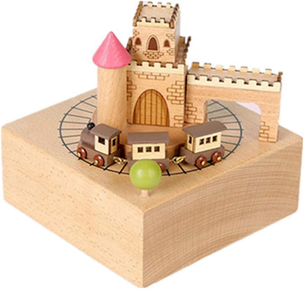 ZhihuaHd Creative Gifts Wooden Crafts Music Box Home Decoration Children Home Decoration Music Box Rotating Train Music Box Beautiful Home Decorations