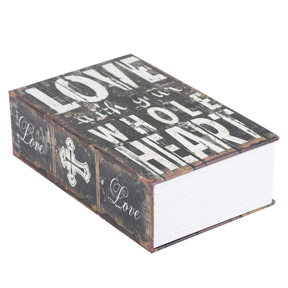 Diversion Book Safe with 3 Combination Lock, Creative Book Safe Box, 7.08 * 4.53 * 2.17" Digital Secret Storage Case for Money Jewelry Collection(Love)