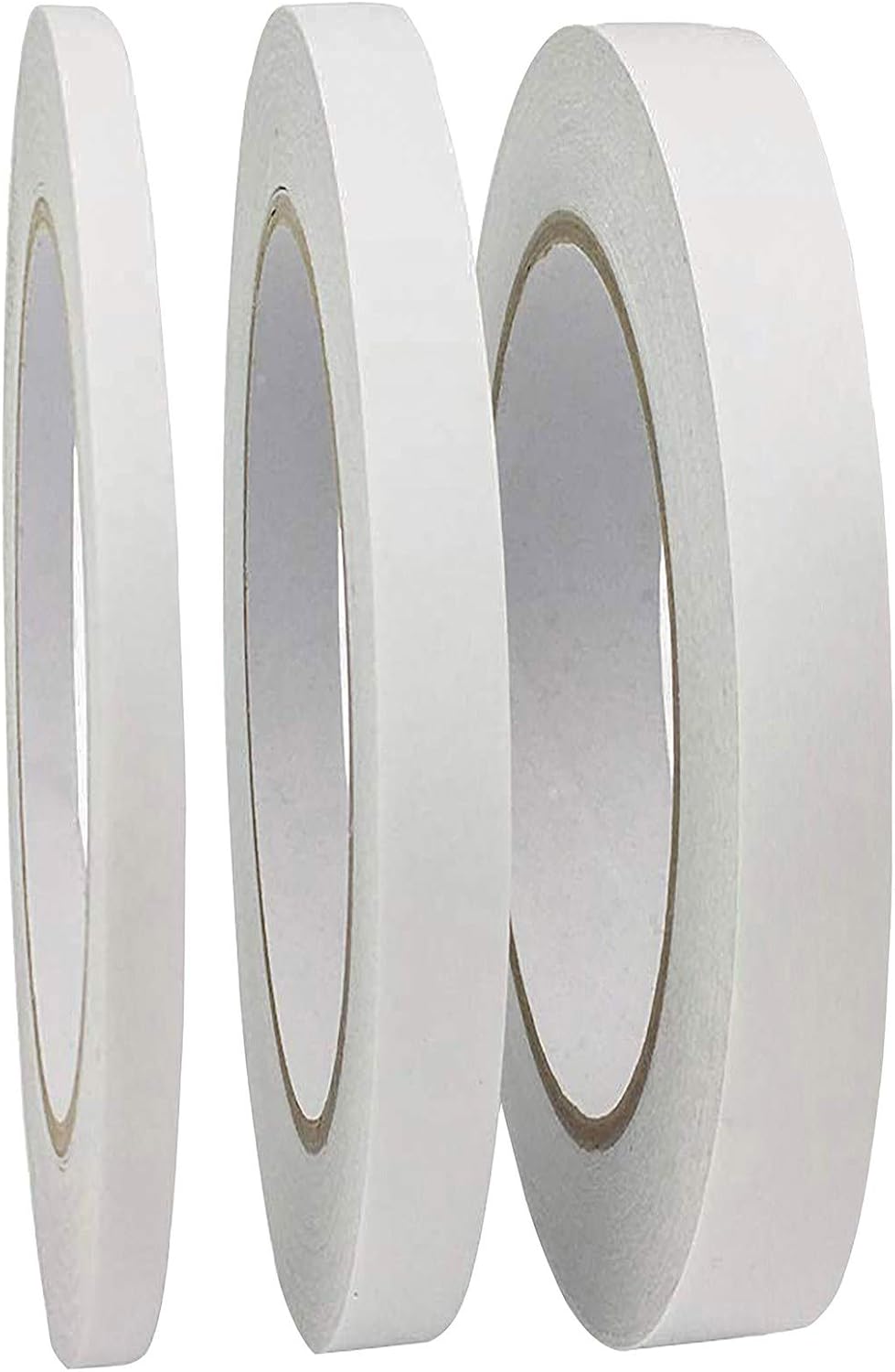 Double Sided Tape 3 Rolls Adhesive Sticky Tapes 2 Sided Tape for Scrapbook, Photos Wall DIY Craft Projects, 50M Long, 8mm/ 10mm / 12mm Wide