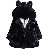 Mallimoda Girls Winter Warm Coats Ear Hooded Faux Fur Fleece Jacket