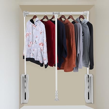 Space Saving Wardrobe Hanging Clothes Rail With Lift Capacity