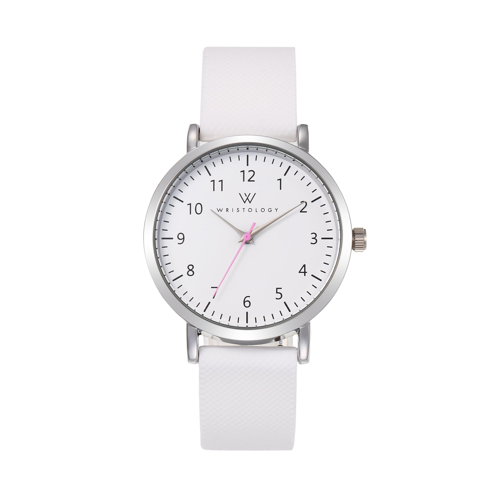WRISTOLOGY 19 Options,Maxi Numbers Watch, Silicone Band,Interchangeable Silicone Strap,Easy to Read Analog Face with Second Hand for Women, Men, Nurses, Teachers, Seniors, EMT Olivia,White, Olivia