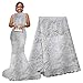 pqdaysun 5 Yards African Lace Fabrics Nigerian French Lace Fabric F50614 (5 Yards, White)