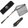 YVLEEN Folding Fishing Net - Foldable Fish Landing Net Robust Aluminum Telescopic Pole Handle and Nylon Mesh 16inch Hoop Size
