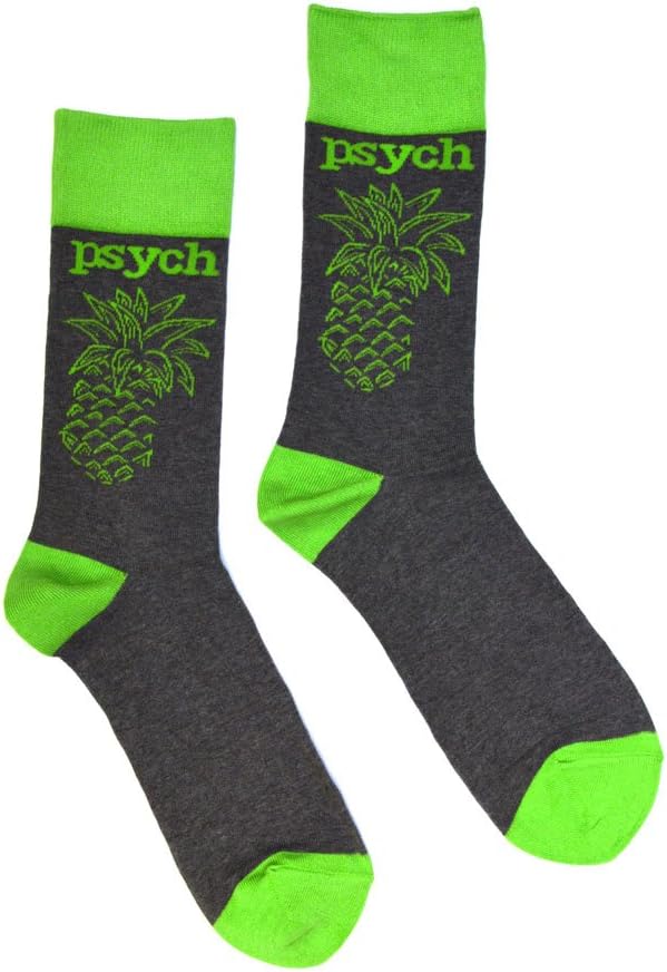 Psych Pineapple - Gus and Shawn - Unisex Dress Socks, Grey, One Size Fits All