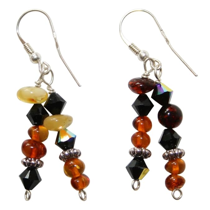 Ornamentales liche nevera ámbar de pendientes en color negro ...