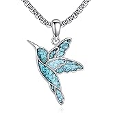 HKPATOP Animal Necklace 925 Sterling Silver Turquoise Horse/Hummingbird/Butterfly/Dragonfly/Phoenix/Turtle/Cowgirl Hat/Owl/Highland Cow/Cat Pendant Jewelry Gifts for Women Men