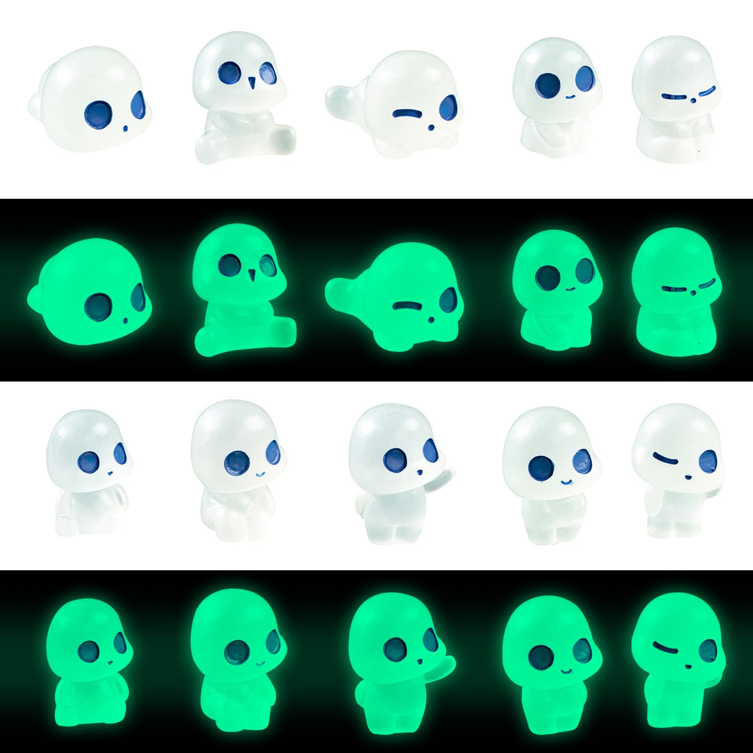 Myqiqi Fairy Garden Accessories, 20 Pcs Glow in Dark Tree Elves Fairy, Aliens Ornament Mini Figures Halloween Miniature Ghost for Micro Landscape Outdoor Patio Terrace Balcony Yard Decoration