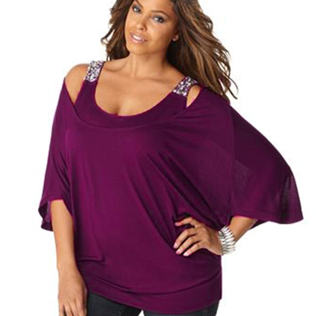 Buy Han Shi Bat Blouse, Women Off Shoulder 3/4 Sleeve Plus Size Loose Bling  T Shirt Tunic Tops Online at desertcartSouth Africa