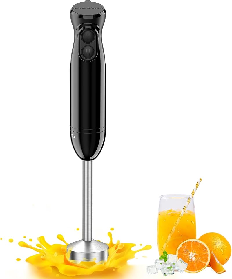 Bonsenkitchen Hand Blender 300W Immersion Stick Blender 2 Speeds HB3201 Black