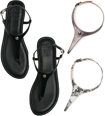 black three strap sandals