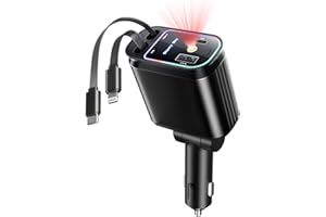 BYUVEVSR Starlight Retractable Car Charger with Retractable Cables, Starlight in Car Roof 4 in 1 Super Fast USB C Car Phone Charger, 2 USB Ports Starry Sky Adapter, Compatible with iPhone 17 16 15 14