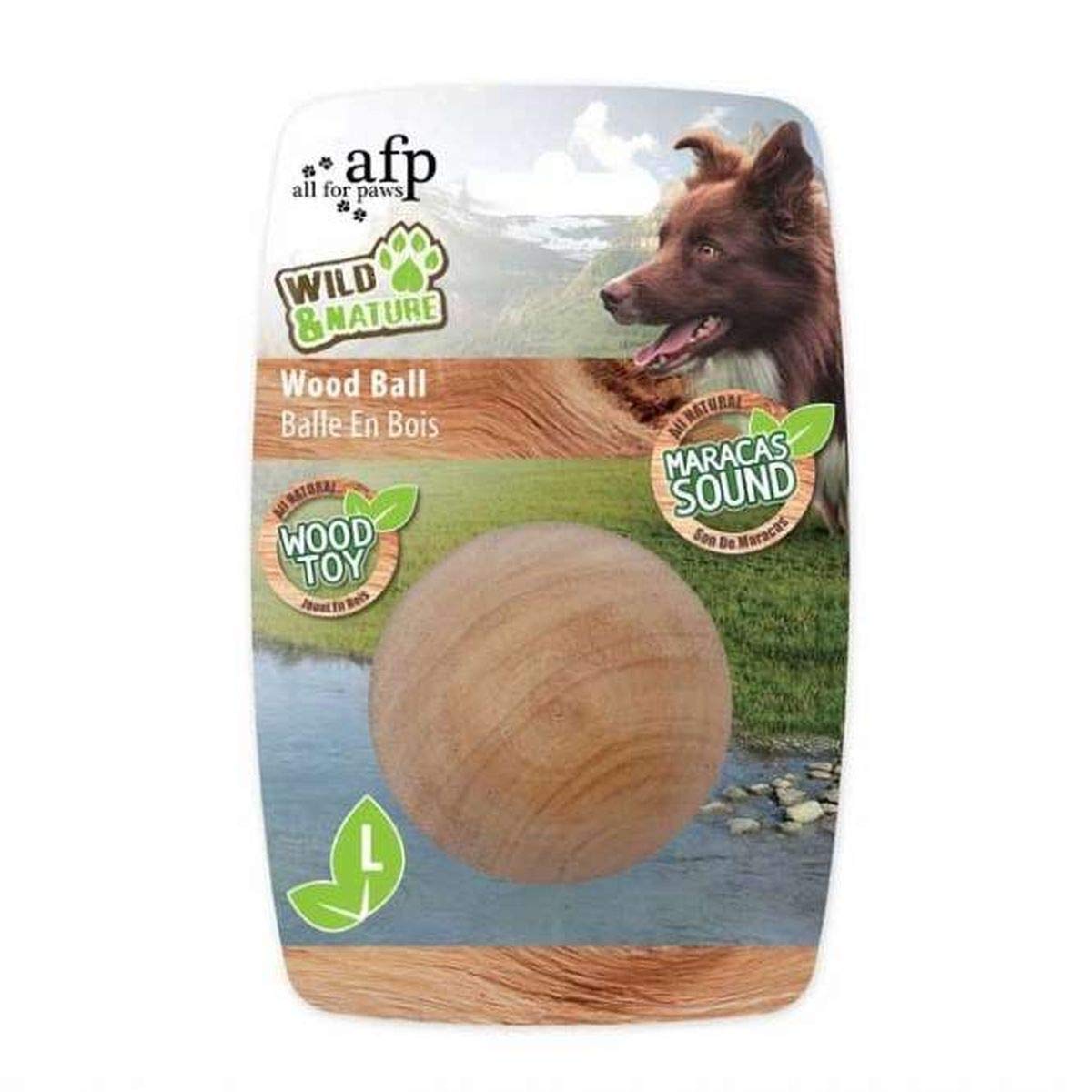 ALL FOR PAWS Wild & Nature Maracas Wood Ball for Dogs, Large, 3.7 kg