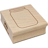 Empty Fillable Glass Mason Jar Square Rubber Stamp for Stamping Crafting - 1.75in Medium