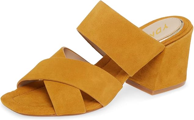 strappy block heel mules