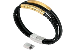 Hengbofeng Mens Bracelet,Gifts for Men,Double-Row Black Braided Leather Bracelets for Men,Black Stainless Steel Cross Jewelry With Black Onyx Beads Bracelets,Charm Bracelet,For Dad,Friends,Brother,Sons