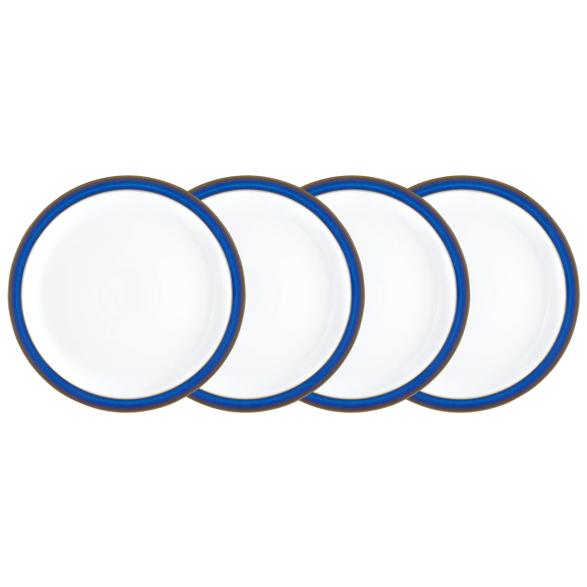 Denby - Imperial Blue Dinner Plates Set of 4 - Dishwasher Microwave Safe Crockery 26.5cm - Blue, White Ceramic Stoneware Tableware - Chip & Crack Resistant Large Plates