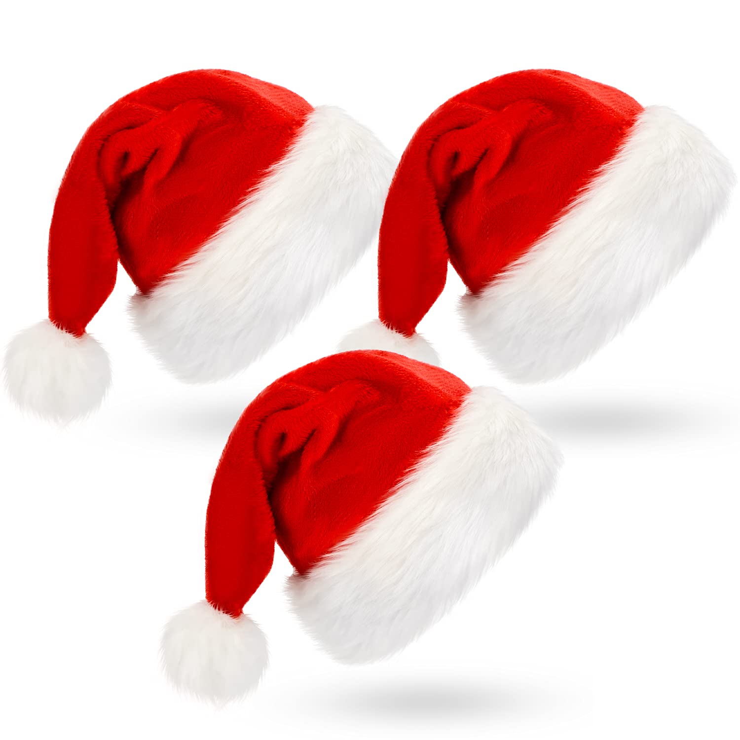 BOSONER Christmas Hat Santa Hats,Xmas Hat Holiday for Adults Kids,Unisex Velvet Comfort Christmas Hats,Extra Thicken Classic Fur for Christmas Eve Gifts New Year Festive Holiday Party Supplies