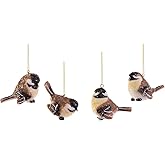 RAZ Imports Wintry Resin Chickadee Bird Ornaments - Set of 4
