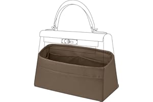 DGAZ Bag Organizer Insert For Kelly pochette/mini II /20/25/28/32/35/40/42/45 Bags, Silk Purse Organizer, Simplicity Handbag & Tote Organizer(Etoupe grey,KL28 Sellier)