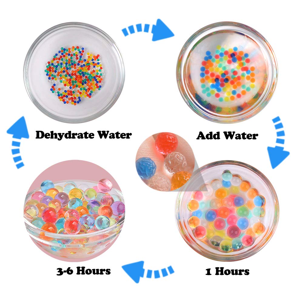 OCATO Water Beads Kits Rainbow Mix 30,000 Orbiez Beads Growing Balls, Jelly Water Gel Beads for Spa Refill, Kids Sensory Toys, Vases, Plant, Wedding and Home Décor, Updated Package with 2 Scoops