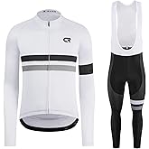 Coconut Ropamo CR Men's Cycling Clothing Set Long Sleeve Cycling Jersey Zipper Pocket Bike Outfit Cycling Bib Pants 3D Padded
