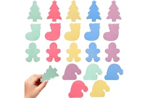 Vellibring 20 Pcs Christmas Sidewalk Chalk Set 4 Types of Shaped Chalk with Xmas trees, Xmas hats, Xmas stockings and gingerbread men for Christmas Basket Stuffers Presents Fillers Party Favors