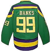 Youth #96#99#33 Ducks Hockey Jersey for Kids 90s Sports Movie Hockey Costume Green/White/Black Small