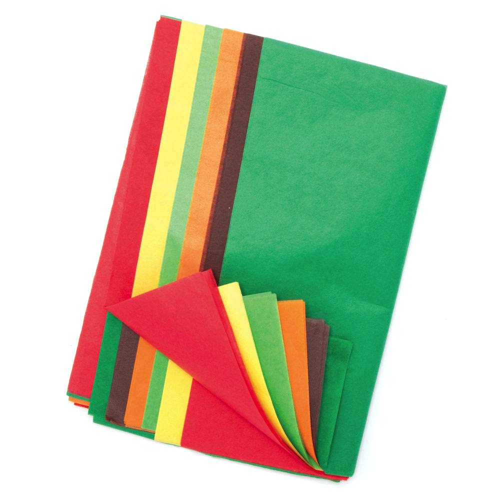 Baker Ross AX157 Autumn Tissue Paper - Pack of 24, Perfect for All Arts and Crafts Projects, Ideal for Classroom Work and Home Activities