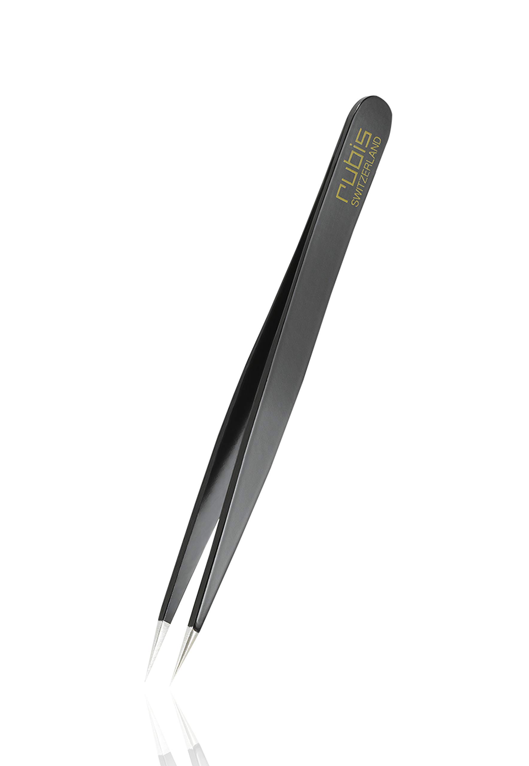 Rubis Pointer Splitting Tweezers for Ingrown Hair and Splinters - Pointed - Black