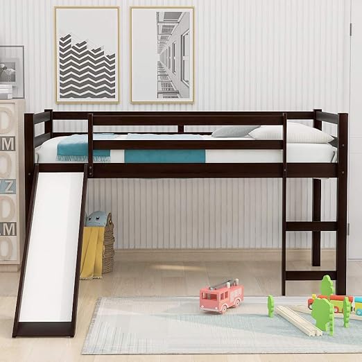 metal loft bed with slide
