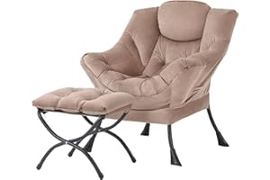 Tiita Lazy Chair with Ottoman, Modern Large Accent Lounge Chair, Leisure Sofa Armchair with Ottoman, Reading Chair with Footr