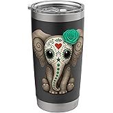 Sugar Skull Elephant Halloween Design for Women Kids Men Stainless Steel Insulated Tumbler